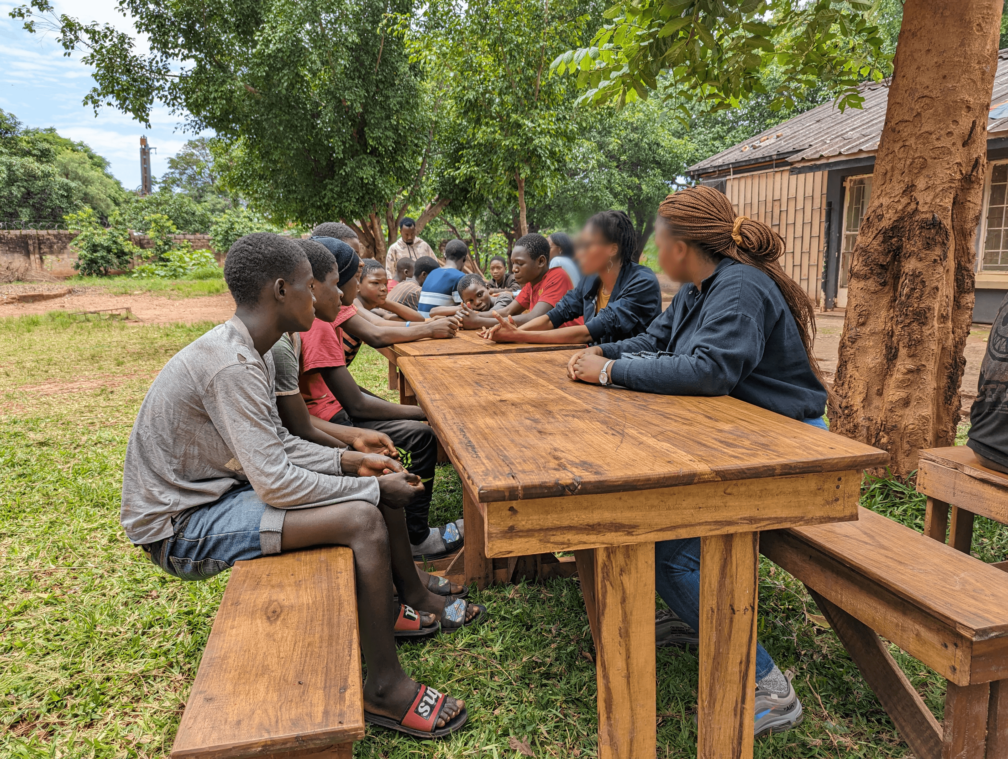 Talking with the boys and hearing their stories at Nsansa Village